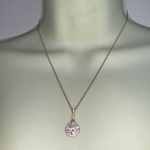 Circle rhinestone pendant gold necklace